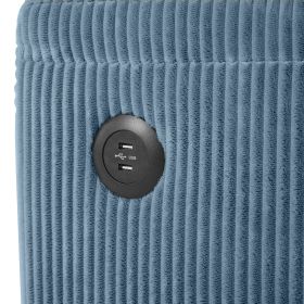 72.8" Corduroy Sleeper Sofa Loveseat Sofa with Full Size Mattress, Two USB Ports, Two Cup Holders, Two Side Pockets and a Phone Holder for Living