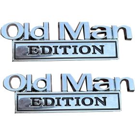2pack Old Man Edition Emblems, Seabee Emblem 3D Badge Decal Car Truck SUV,Refrigerator Sticker,Window Display Stickers,Bicycles, Laptops, Fridges (Option: Black  Silver)