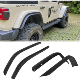 Fenders Front And Rear Fenders Compatible With 2018-2024 Je Ep Wrangler JL And JLU Unlimited Rubicon, Off-Road Wheel Fender Liner Set 4 Pcs Only (Option: Black)