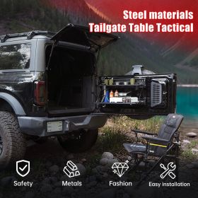 Tailgate Table For Ford Bronco 2021-2024 2-Tier Rear Storage Cargo Shelf (Option: Black)