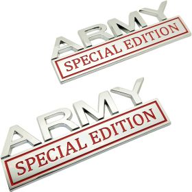 2pack Army Special Edition Emblems, Army Car Emblem 3D Badge Decal Car Truck SUV,Refrigerator Sticker,Window Display Stickers (Option: SilverRed)
