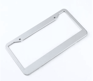 2PCS Chrome Stainless Steel Metal License Plate Frame Tag Cover With Screw Caps (Option: Chrome)
