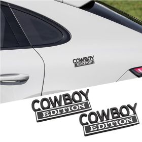 2pack Cowboy Edition Emblems, Seabee Emblem 3D Badge Decal Car Truck SUV,Refrigerator Sticker,Window Display Stickers,Bicycles, Laptops, Fridges (Option: Black White)