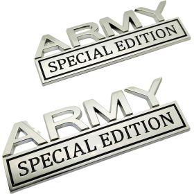 2pack Army Special Edition Emblems, Army Car Emblem 3D Badge Decal Car Truck SUV,Refrigerator Sticker,Window Display Stickers (Option: Silverblack)
