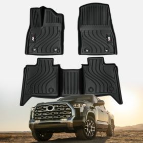 All-Weather TPE Front And Rear Row Floor Liners Floor Mats Fit For Toyota Tundra CrewMax Cab 2022-2025, Custom Fit Tundra Car Mats (Option: Black)