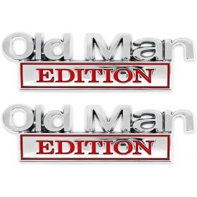 2pack Old Man Edition Emblems, Seabee Emblem 3D Badge Decal Car Truck SUV,Refrigerator Sticker,Window Display Stickers,Bicycles, Laptops, Fridges (Option: Silver Red)