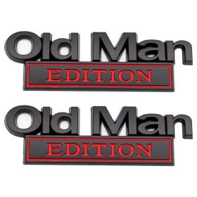 2pack Old Man Edition Emblems, Seabee Emblem 3D Badge Decal Car Truck SUV,Refrigerator Sticker,Window Display Stickers,Bicycles, Laptops, Fridges (Option: Black Red)