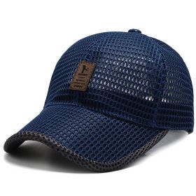 Big Eaves Summer Men's Outdoor Sunshade Sports Quick-drying Breathable Baseball Cap (Option: Blue-A-One size)
