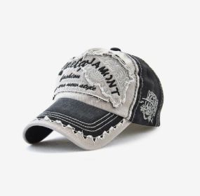 Embroidered Men's Outdoor Leisure Tiger Head Sun Hat (Option: Black)