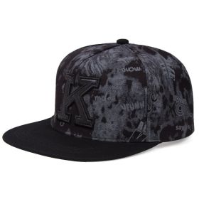 K Letter Baseball Cap Hip Hop Hat Size Adjustable (Option: Black-Adjustable)