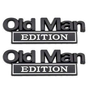 2pack Old Man Edition Emblems, Seabee Emblem 3D Badge Decal Car Truck SUV,Refrigerator Sticker,Window Display Stickers,Bicycles, Laptops, Fridges (Option: Black White)