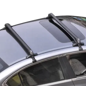 2PCS Universal 110cm/43-inch Car Roof Rack Cross Bar W/ Anti-Theft Lock Adjustable Window Frame 2 Versions Random Delivery (Option: Black)