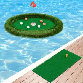 Floating Golf Green Oval Floating Chipping For Pool (Option: green)