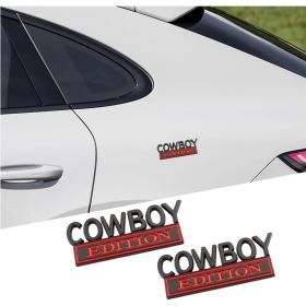 2pack Cowboy Edition Emblems, Seabee Emblem 3D Badge Decal Car Truck SUV,Refrigerator Sticker,Window Display Stickers,Bicycles, Laptops, Fridges (Option: Black Red)