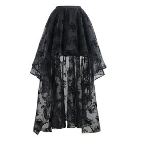 Korean-style Embroidered Floor-length Bridal Wedding Dress Long Sleeve Lace Slim-fit Slimming Irregular Half-length (Option: Black-M)